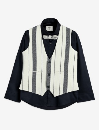 Cream stripe cotton waistcoat with shirt