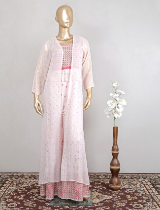 Crepe pink beautiful georgette sharara suit for wedding events