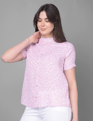CRIMSOUNE CLUB pink printed cotton top
