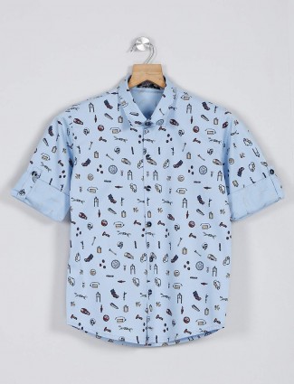 Danaboi blue printed shirt for boys