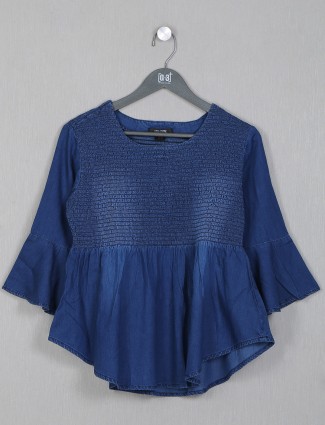 Dark blue tint casual style top for women