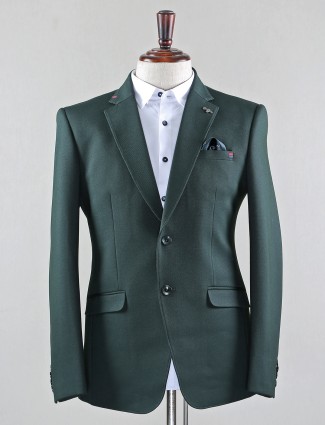 Dark green terry rayon blazer for wedding event