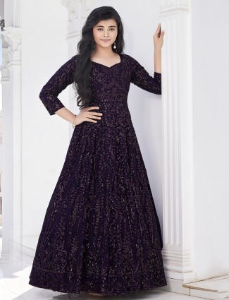 Dark purple georgette gown
