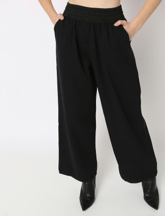 Deal black cotton casual flare pant