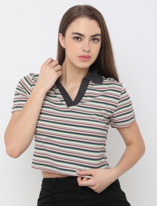 DEAL black cotton stripe casual top