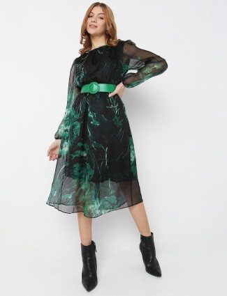 Deal black polyester printed dress