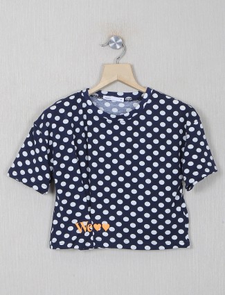 Deal blue color cotton printed casual top