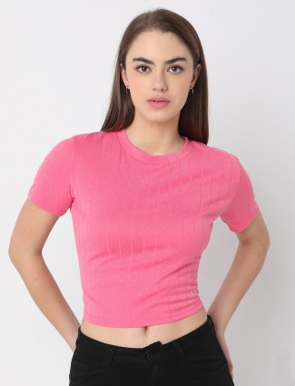 Deal cotton pink crop top