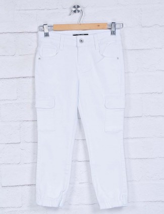 Deal girls white solid cotton jeans
