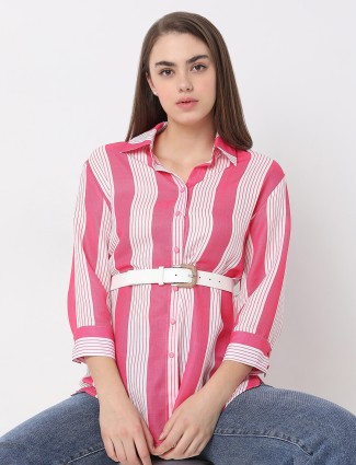 DEAL pink stripe long shirt