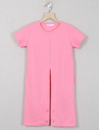 Deal plain pink color knitted up and down style top