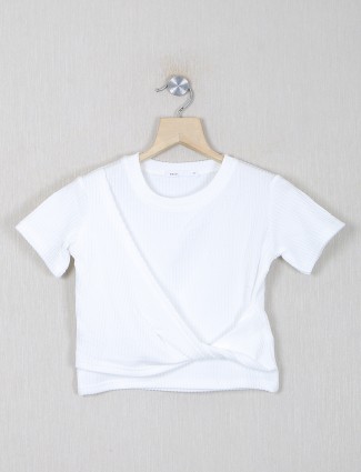 Deal plain white knitted girls casual top
