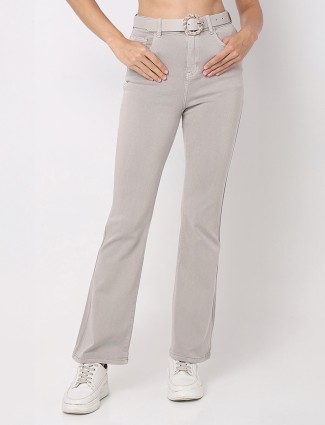 Deal solid grey flare jeans