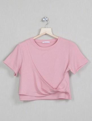 Deal solid pink knitted casual top