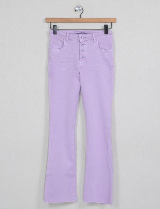 Deal solid purple denim jeans for beautiful lady