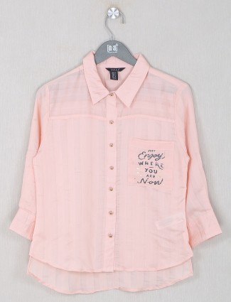 Deal solid style peach shade top in cotton