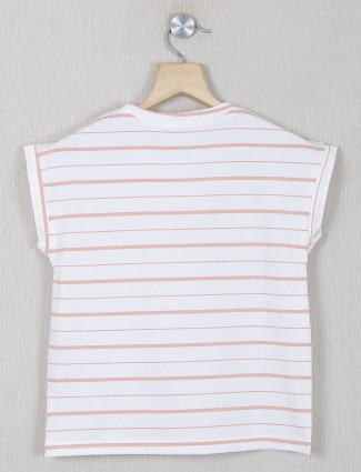 Deal white color striped knitted girls top