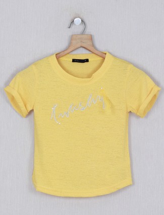 Deal yellow printed top in cotton