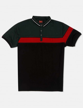 Deepee black and dark green solid t-shirt