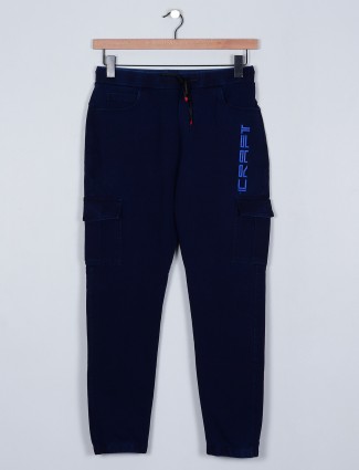 Deepee navy blue colored cotton trouser