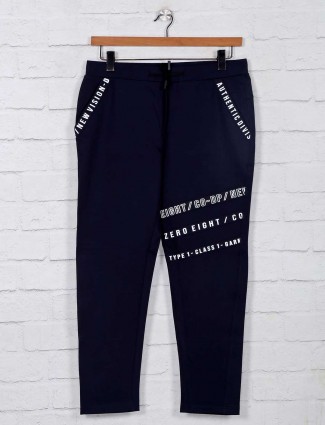 Deepee printed navy cotton track pant