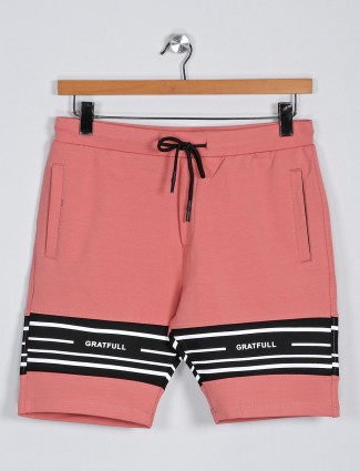 Deepee printed peach cotton casual shorts