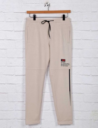 Deepee solid beige cotton night track pant