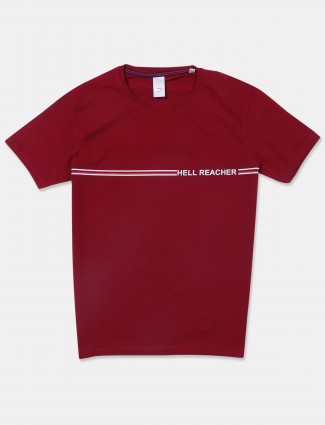 Deepee solid style maroon hue cotton t-shirt
