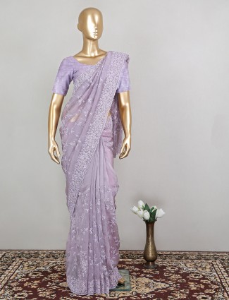 Designer charming violet tissue silk wedding occasions saree