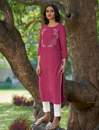 Designer purple printed cotton casual wear kurti