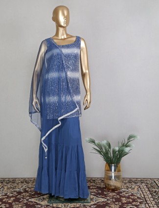 Designer wedding wear blue salwar kameez for women
