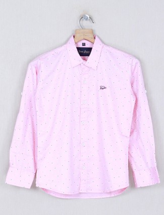 DNJS pink printed cotton fabric boys shirt