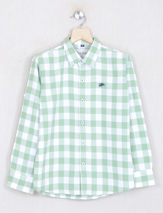 DNJS pista green shade checks shirt for boys