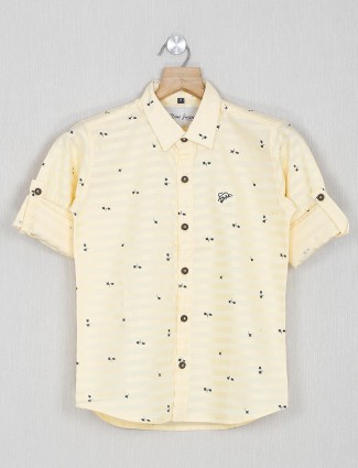DNJS yellow printed slim fit shirt in cotton
