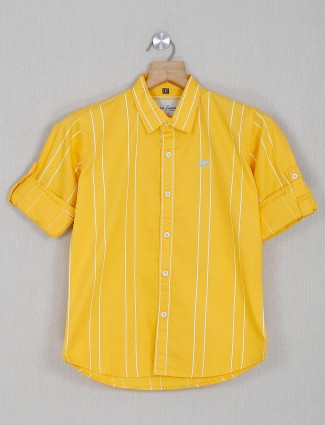 DNJS yellow stripe cotton casual shirt
