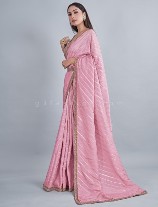 Dola silk saree for wedding functions in lemonade pink