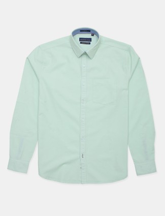 Dragon Hill solid green cotton shirt for men