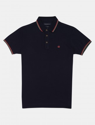 Dragon Hill solid navy cotton polo t-shirt