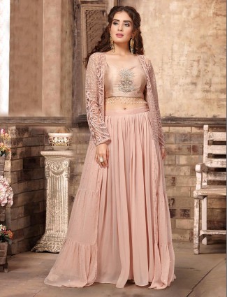 Dusty pink georgette palazzo style salwar suit