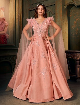 Elegant peach net gown