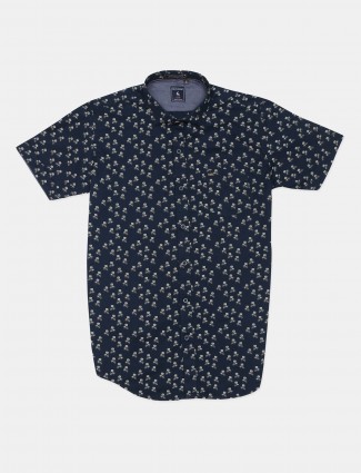 EQ-IQ casual wear navy printed shirt for mens