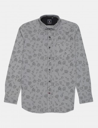 EQ-IQ grey printed casual shirt for mens