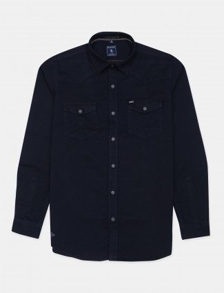 EQ-IQ navy solid causal shirt for mens