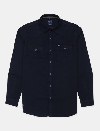 EQ-IQ navy solid causal wear shirt for mens