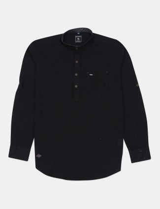 EQ-IQ solid black shirt for mens in casual wear
