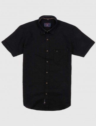 EQIQ black colored solid cotton shirt