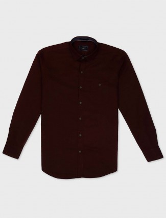 EQIQ maroon hue cotton shirt