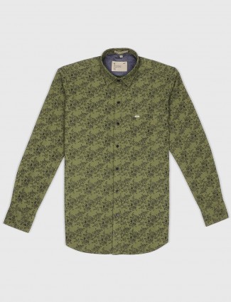 EQIQ olive color printed pattern shirt