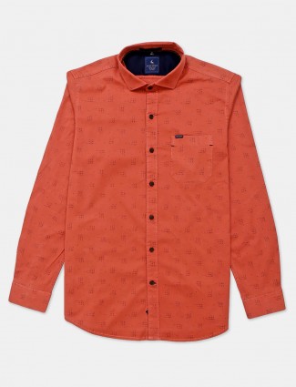 Eqiq printed orange casual shirt