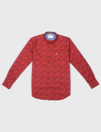 EQIQ red hue printed pattern shirt